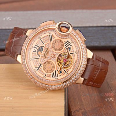 Best Copy Cartier Ballon Bleu Flying Tourbillon Rose Gold diamond Watch